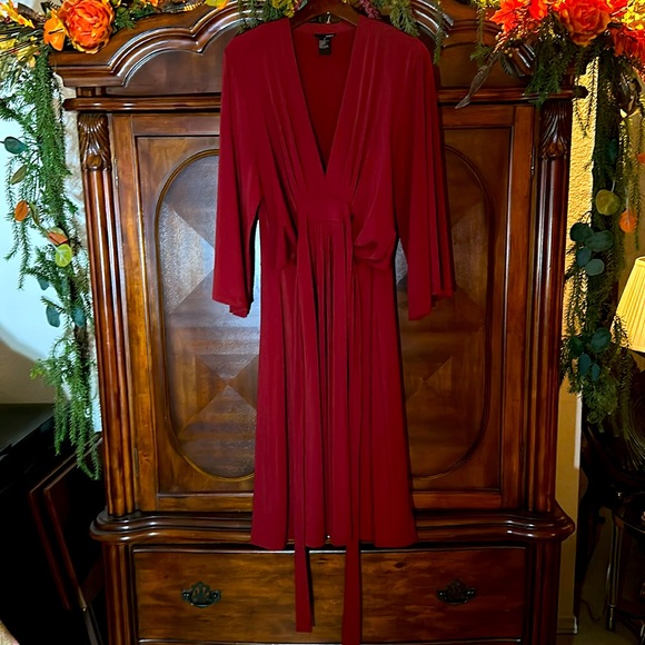 EUC Vintage Y2K Mixit Burgundy Dual Sided Wrap Dress - Picture 8 of 16